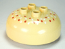 Duplo, Brick Round 4 x 4 Dome Top with 2 x 2 Studs with Dark Orange and White Seeds Pattern