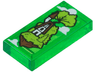 Tile 1 x 2 with Clouds and Floating Island with Lime Grass and Trees, White and Reddish Brown Cottage Pattern