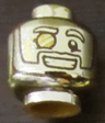 Minifigure, Head Glasses with Monocle, Wide Grin with Teeth Pattern (Mr. Gold)