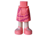 Mini Doll Hips and Skirt Mid-Length with Molded Light Nougat Legs / Boots and Printed Dark Purple Layers and Ruffles and Coral Sandals Pattern - Thick Hinge