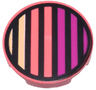 Tile, Round 2 x 2 with Bottom Stud Holder with Black Circle and Bright Light Yellow and Magenta Stripes Pattern