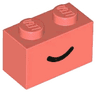 Brick 1 x 2 with Black Smile Curved Line Pattern