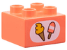 Duplo, Brick 2 x 2 with Ice Cream Cone and Popsicle in White Oval Pattern