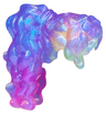Minifigure, Hair Female Long Wavy, High Back Ponytail with Marbled Satin Trans-Dark Pink Pattern