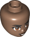 Mini Doll, Head Friends with Black Eyebrows and Eyelashes, Dark Orange Eyes, Reddish Brown Lips, and Open Mouth Smile with Teeth Determined Pattern