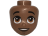 Mini Doll, Head Friends with Black Eyebrows, Large Dark Orange Eyes, Dark Brown Chin Dimple, Open Mouth Smile with Top Teeth Pattern