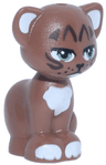 Cat, Mini Doll Style, Sitting with Sand Green Eyes, Dark Brown Facial Markings, Black Nose and Whisker Dots, and White Auricles, Chin, Chest and Paws Pattern (Friends Peri)