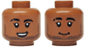 Minifigure, Head Dual Sided Black Eyebrows and Stubble, Scar on Right Eyebrow, Closed Mouth Smile / Open Mouth Grin with Teeth Pattern
