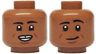 Minifigure, Head Dual Sided Black Eyebrows and Lower Eyelids, Reddish Brown Cheek Lines and Chin Dimple, Gap in Teeth / Smirk, Raised Left Eyebrow Pattern