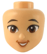 Mini Doll, Head Friends with Black Eyebrows, Reddish Brown Eyes, Nougat Lips, Dark Orange Open Mouth Curved Smile with Teeth Pattern
