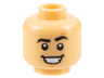 Minifigure, Head Black Eyebrows, Raised Left, Chin Dimple, Open Mouth Smile with Teeth Pattern