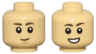 Minifigure, Head Dual Sided Child Dark Brown Eyebrows, Grin with Medium Nougat Chin Dimple / Open Mouth Smile with Teeth Pattern