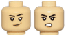 Minifigure, Head Dual Sided Female Black Angled Eyebrows, Thick Single Eyelashes, Nougat Lips, Smirk with Medium Nougat Dimple / Open Mouth Scowl with Teeth Pattern