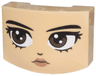 Wedge 3 x 4 x 1 1/3 Triple Curved No Studs with Black Eyebrows, Dark Brown Eyes Looking Right, Nose and Copper Lips Pattern (Wednesday Addams Face)