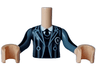 Torso Mini Doll Girl School Uniform Jacket with Dark Bluish Gray Stripes, Letter N Logo Badge, Black Sweater and Tie, White Shirt Pattern, Medium Tan Arms with Hands with Black and Dark Bluish Gray Long Sleeves