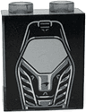 Panel 1 x 2 x 2 with Side Supports - Hollow Studs with Silver and Dark Silver Vehicle Rear Window with McLaren Logo and Vents on Black Background Pattern