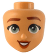 Mini Doll, Head Friends with Thick Reddish Brown Eyebrows, Sand Green Eyes, Dark Orange Lips, and Open Mouth Smile with Teeth Pattern