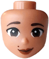 Mini Doll, Head Friends with Dark Brown Eyebrows and Eyes, Black Mouth and Beauty Mark, Dark Orange Lips, Closed Smile Pattern