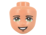 Mini Doll, Head Friends with Black Thin Eyebrows, Bright Green Eyes, Chin Dimple, and Open Mouth Smile with Teeth Pattern