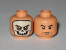 Minifigure, Head Dual Sided Skull Mask / Arched Eyebrows and White Pupils Pattern