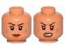 Minifigure, Head Dual Sided Female, Black Eyebrows, Dark Orange Lips, Lines on Cheeks, Neutral / Angry Pattern