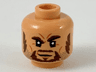 Minifigure, Head Dark Brown Sideburns, Goatee, and Eyebrows, Left Raised, Dark Bluish Gray Whiskers Pattern