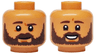 Minifigure, Head Dual Sided Dark Brown Eyebrows and Beard, Neutral / Open Mouth Smile with Teeth Pattern