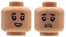 Minifigure, Head Dual Sided Child Black Eyebrows, Single Eyelashes, Dark Orange Freckles, Open Mouth Smile / Frown Pattern