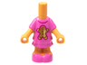 Micro Doll, Body with Molded Dark Pink Short Layered Dress and Shoes and Printed Gold Gingerbread Man and Magenta Collar Pattern