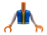 Torso Mini Doll Boy Blue Vest with Pockets, Yellow Undershirt Pattern, Nougat Arms with Hands with White Long Sleeves