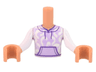 Torso Mini Doll Boy White and Lavender Hoodie Pattern, Nougat Arms with Hands with White Sleeves