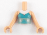 Torso Mini Doll Girl Dark Turquoise Dress Top with White Necklace Pattern, Nougat Arms with Hands
