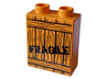 Duplo, Brick 1 x 2 x 2 with Black Wood Grain and 'FRAGILE' Pattern