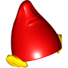 Minifigure, Headgear Hat, Elf / Dwarf with Pointed Ears with Red Top Pattern