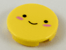 Tile, Round 2 x 2 with Bottom Stud Holder with Black Eyes and Small Smile, Dark Pink Blush Pattern