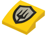 Slope, Curved 2 x 2 x 2/3 with Black and Silver Trident Badge Logo Pattern