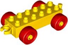 Duplo Car Base 2 x 6 with Open Hitch End and Red Wheels