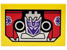 Tile 2 x 3 with Cassette Tape with Dark Purple and Silver Transformers Decepticon Logo and Circles on Black and Red Background Pattern (Laserbeak)