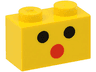 Brick 1 x 2 with Black Dots Eyes and Red Dot Mouth Face Pattern (Undetermined Type)