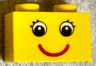 Brick 1 x 2 with Eyes with Eyelashes and Red Smile Pattern