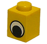 Brick 1 x 1 with Black and White Eye without Pupil Pattern