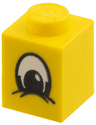 Brick 1 x 1 with Eye Squinting Black and White Pattern