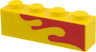 Brick 1 x 4 with Red and Bright Light Orange Wavy Lines Pattern Model Left Side