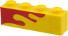 Brick 1 x 4 with Red and Bright Light Orange Wavy Lines Pattern Model Right Side