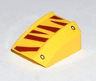 Slope, Curved 2 x 2 Lip with Rivets and Dark Red Tiger Stripes Pattern