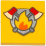 Tile 2 x 2 with Fire Badge and Axes Pattern
