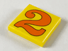 Tile 2 x 2 with Number  2 Orange Pattern