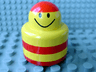 Primo Brick, Round Rattle 1 x 1 with Stripes Red and Smiley Face Pattern