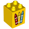 Duplo, Brick 2 x 2 x 2 with Crayons Pattern