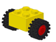 Brick, Modified 2 x 2 with Red Wheels for Single Tire with Black Tires 15mm D. x 6mm Offset Tread Small (3137c01 / 3641)